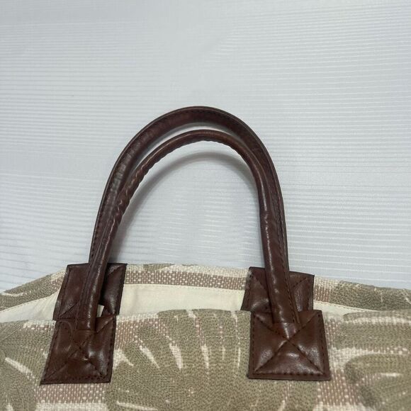 J Jill Purse Large Tan Fabric Handbag Hobo Bag Boho Tropical Leaves Lightweight - Picture 5 of 10